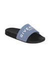 Givenchy Women's Logo Pool Slides In Sky Blue