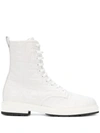 Fendi Ff Logo Leather Combat Booties In White