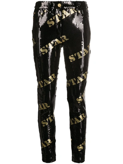 Moschino Sequin-detail Trousers In Black