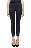 L Agence Sabine Coated High Waist Ankle Zip Crop Skinny Jeans In Deep Cove Coated
