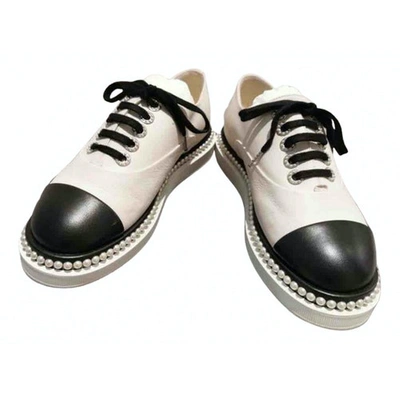 Pre-owned Chanel White Leather Lace Ups
