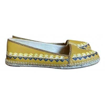 Pre-owned House Of Harlow 1960 Leather Flats In Yellow