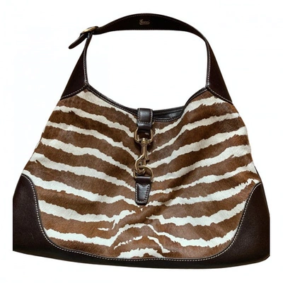 Pre-owned Gucci Jackie Vintage  Pony-style Calfskin Handbag In Brown