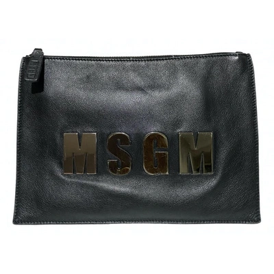 Pre-owned Msgm Leather Clutch Bag In Black