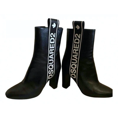 Pre-owned Dsquared2 Leather Ankle Boots In Black