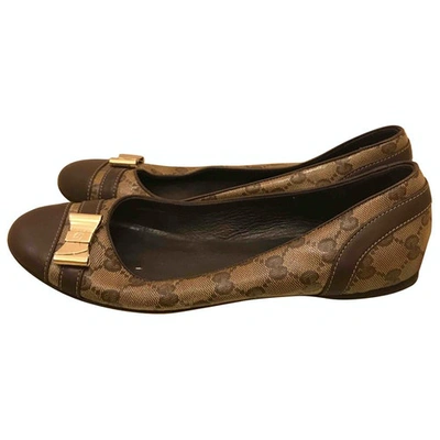 Pre-owned Gucci Leather Ballet Flats In Brown