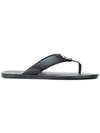 Gucci Logo Plaque Thong Sandals In Black