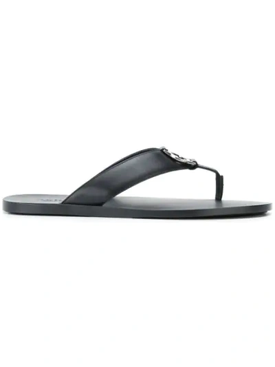 Gucci Logo Plaque Thong Sandals In Black