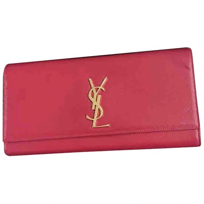 Pre-owned Saint Laurent Kate Monogramme Pink Leather Clutch Bag