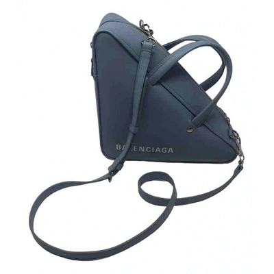 Pre-owned Balenciaga Triangle Leather Bag In Blue