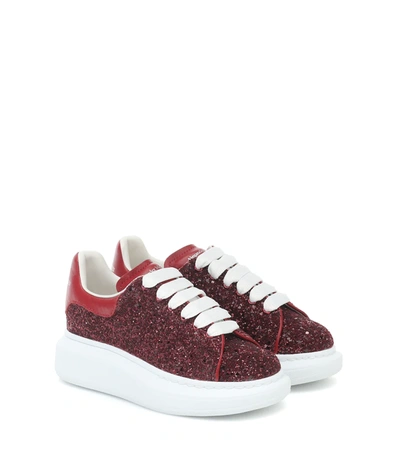 Alexander Mcqueen Kids' Oversized Glitter Platform Sneaker In Red