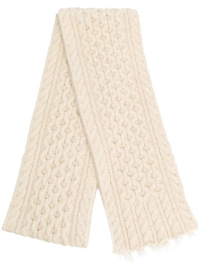 Alanui Cashmere & Wool Knit Fisherman Scarf In Ivory