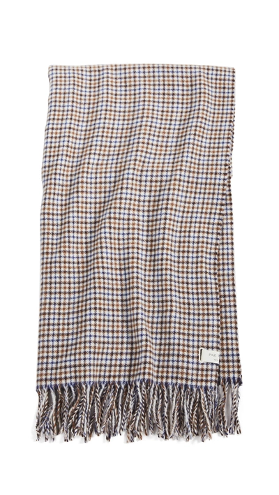 Rag & Bone Fringed Checked Wool Scarf In Gray