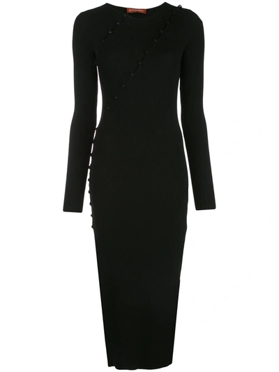 Altuzarra Evelyn Button-embellished Cutout Ribbed-knit Midi Dress In Black