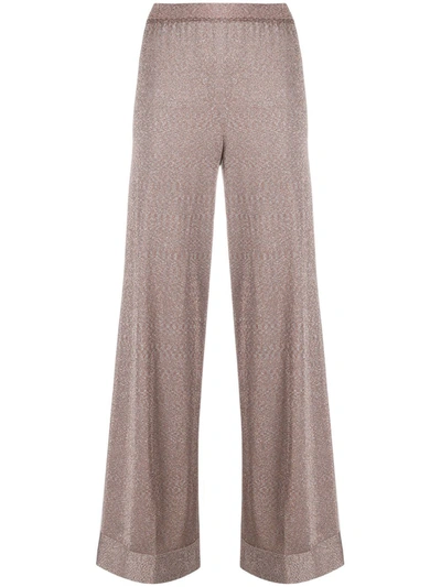 Missoni Metallic Stretch-knit Wide-leg Pants In Blush