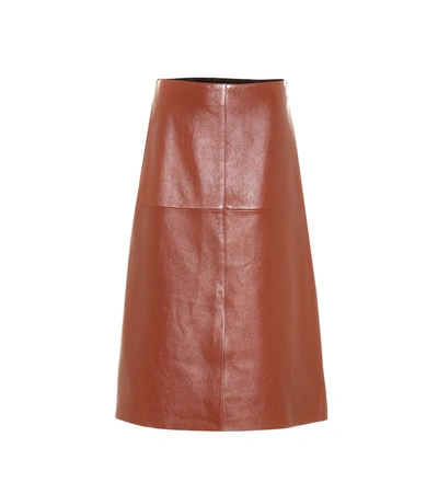 Joseph Sidena Paneled Leather Midi Skirt In Brown