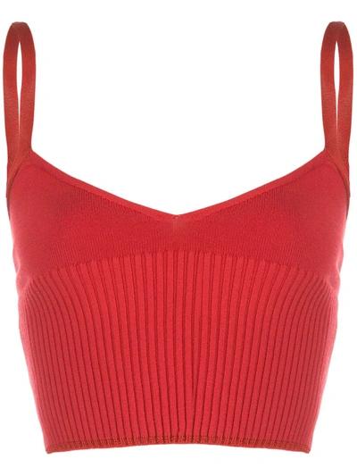 Altuzarra Ada Cropped Ribbed Stretch-knit Top In Red