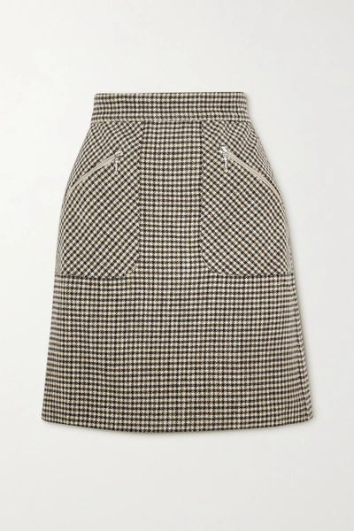 Alexa Chung Judy Houndstooth Woven Mini Skirt In Camel