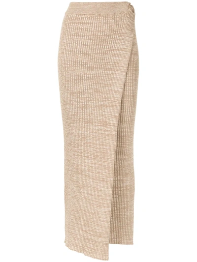 Anna Quan Matilde Layered Ribbed Cotton Maxi Skirt In Neutral