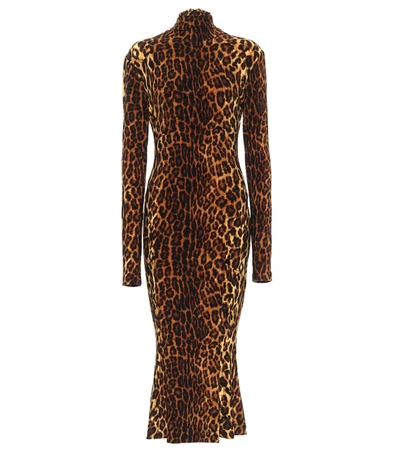 Norma Kamali Roll-neck Leopard-print Cotton-blend Jersey Dress In Pantera