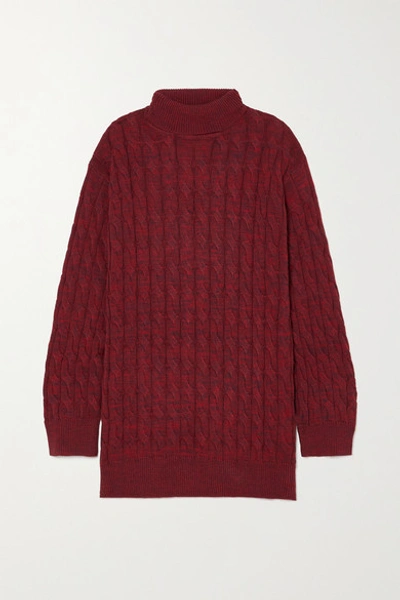 Anna Quan Dante Cable-knit Cotton Sweater In Burgundy
