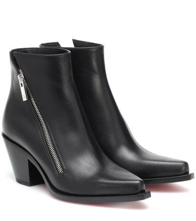 Christian Louboutin Women's Santiazip Leather Ankle Boots In Black