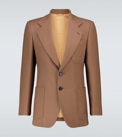 Gucci Single-breasted Wool Blazer In Brown