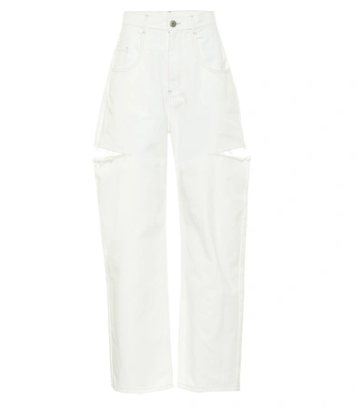 Maison Margiela High-rise Cutout Straight Jeans In White