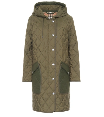 Burberry Quilted Coat In Green