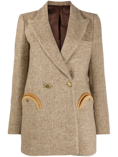 Blazé Milano Solange Double-breasted Wool Blazer In Brown