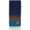 Loewe Striped Brushed Mohair-blend Scarf In Brown,light Blue,green