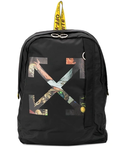 Off-white Pascal Graphic-print Woven Backpack In Black