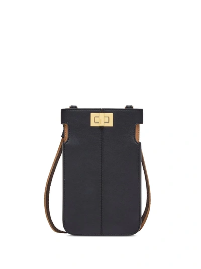 Fendi Peek-a-phone On-strap Purse In Noir