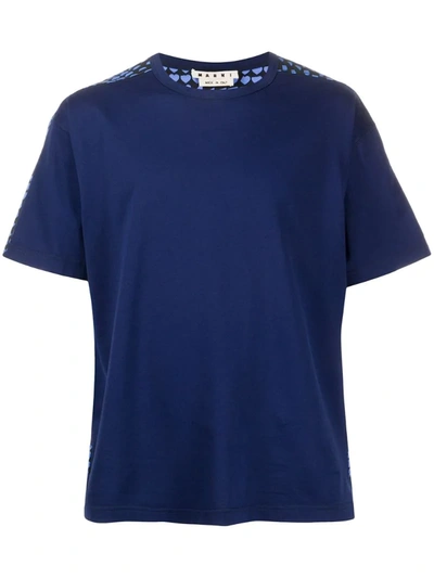 Marni Heart-print Oversized T-shirt In Blue