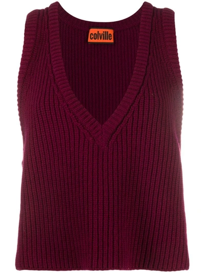 Colville Chunky-knit V-neck Waistcoat In Red