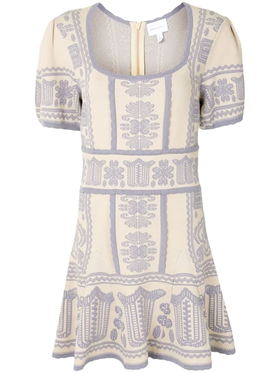 Alice Mccall Devotion Geometric-pattern Mini Dress In Neutrals