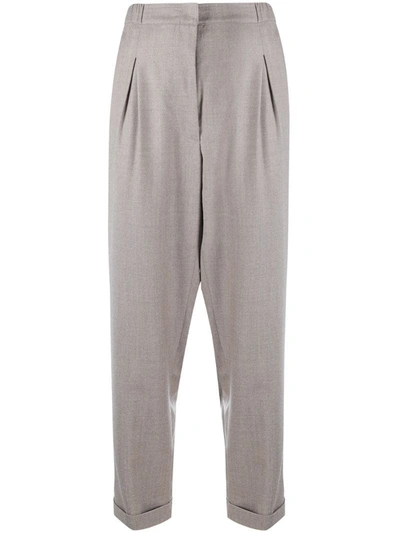 Gentry Portofino Tapered Wool Trousers In Grey