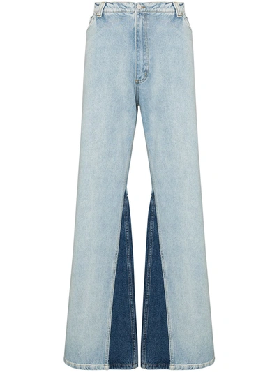 Natasha Zinko Contrast-insert Wide-leg Jeans In Blue