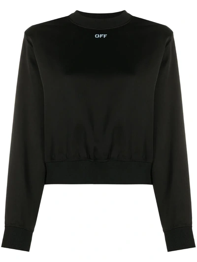 Off-white Logo-print Cropped Sweatshirt In Black