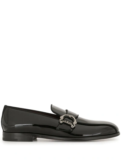 Dolce & Gabbana Baroque Dg Logo Loafers In Black