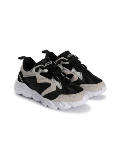 Msgm Kids' Contrast-panel Low-top Trainers In Black