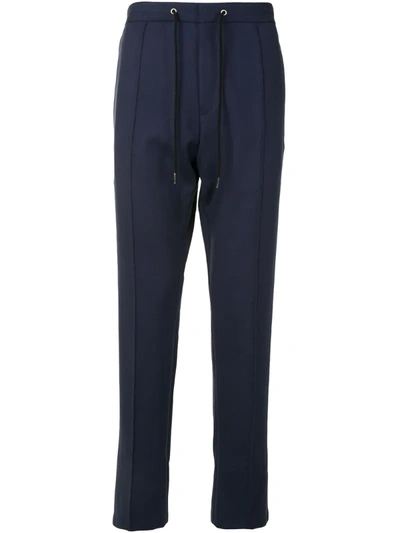 Kenzo Piped-trim Drawstring Waist Trousers In Blue
