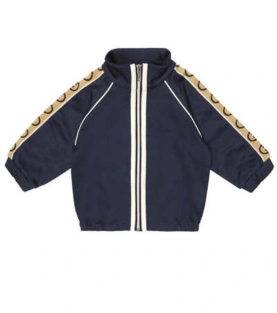 Gucci Baby Interlocking G Technical Jersey Jacket In Blu