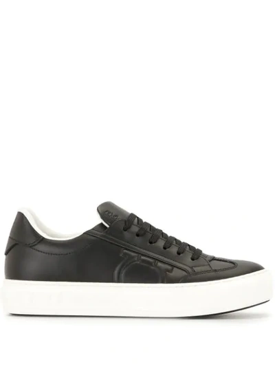 Ferragamo Leather Lace-up Trainers In Black