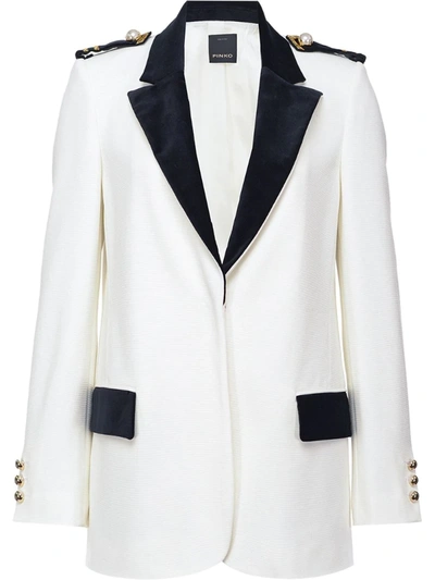 Pinko Embellished Shoulder Blazer Jacket In White