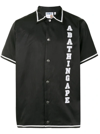 A Bathing Ape Embroidered Logo Short-sleeved Shirt In Black