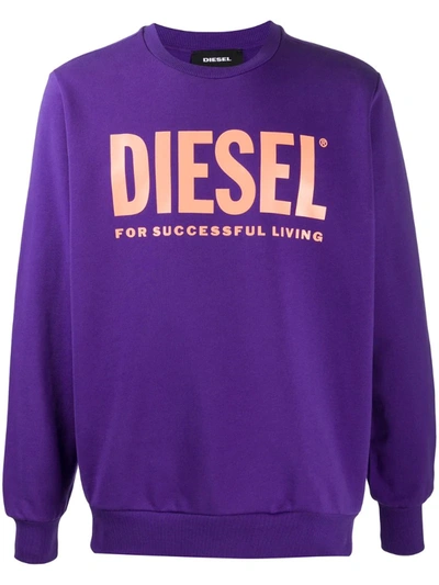Diesel Logo Print Sweatshirt In Purple