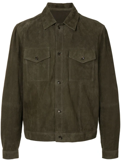 Bally Suede Shirt Jacket In Green
