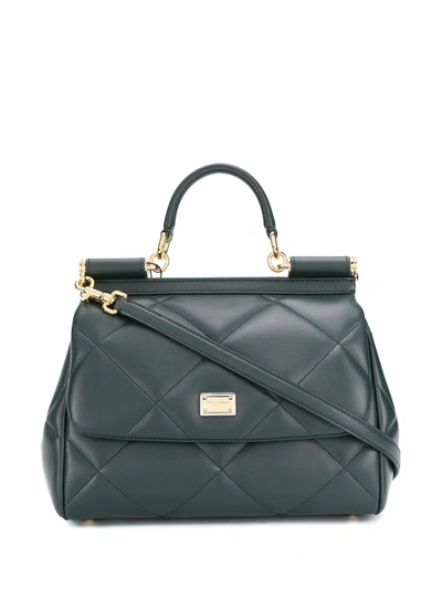 Dolce & Gabbana Quilted Sicily Tote Bag In Green