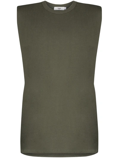 The Frankie Shop Tina Padded Shoulder T-shirt Dress In Army Green